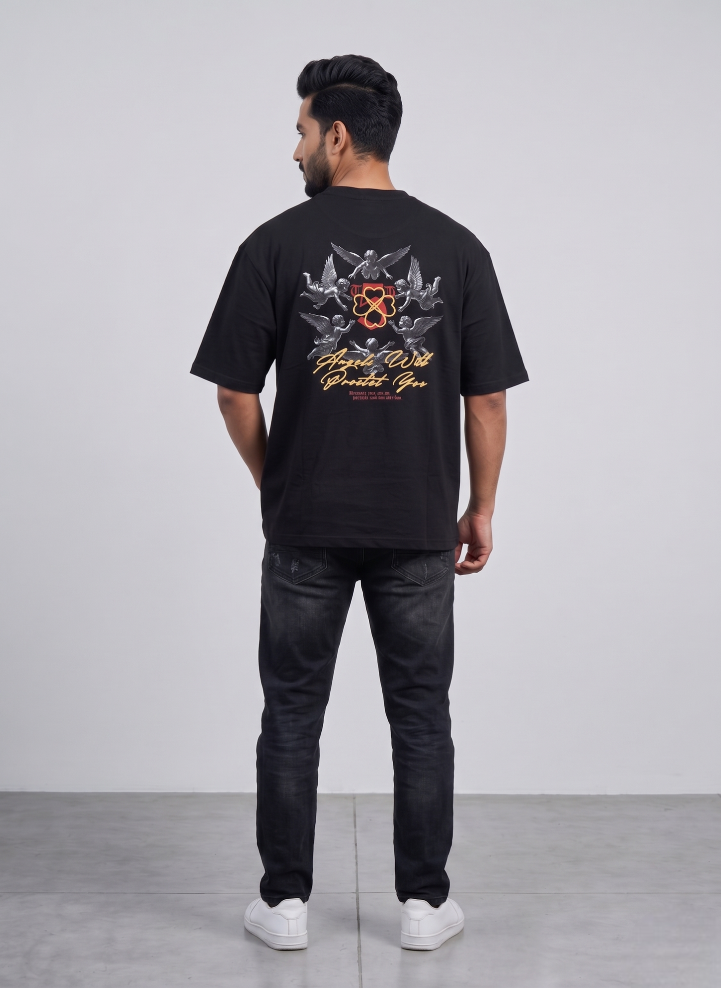 White panther Print Oversized T-Shirt
