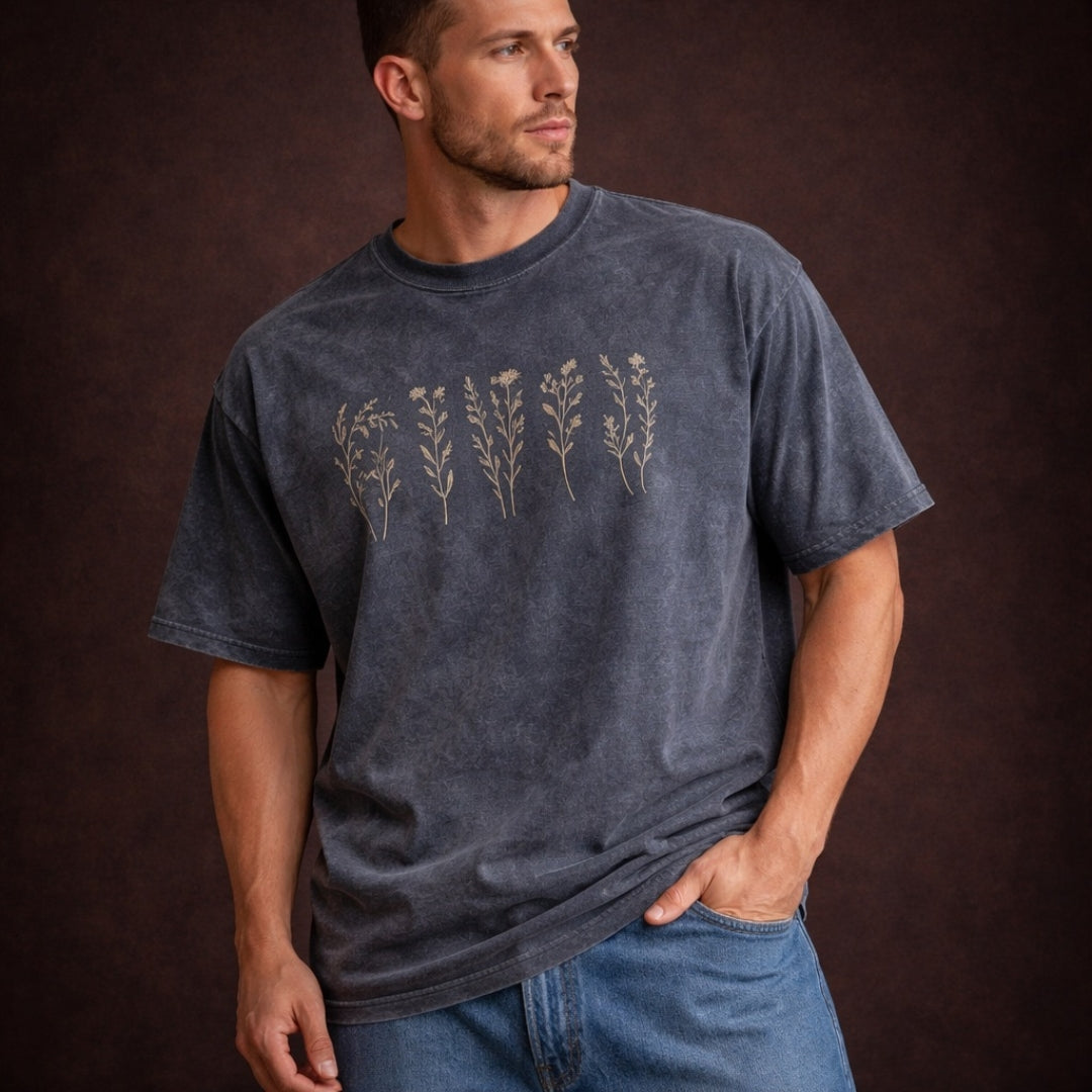 Botanical Vintage Wash Oversized T-Shirt