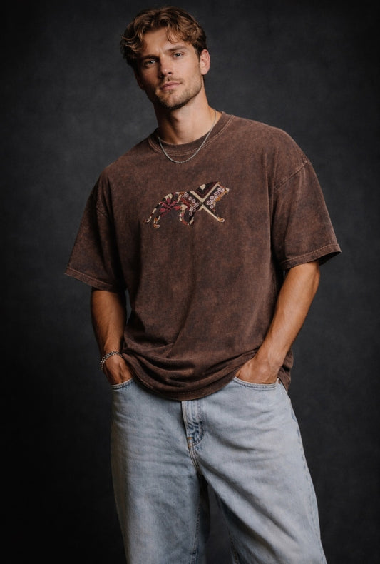 Tribal Lion Graphic Vintage Washed T-Shirt
