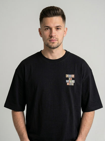 God Is With You Typography Oversized T-Shirt
