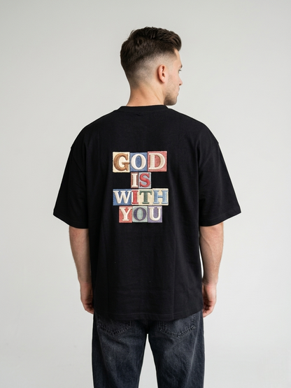 God Is With You Typography Oversized T-Shirt