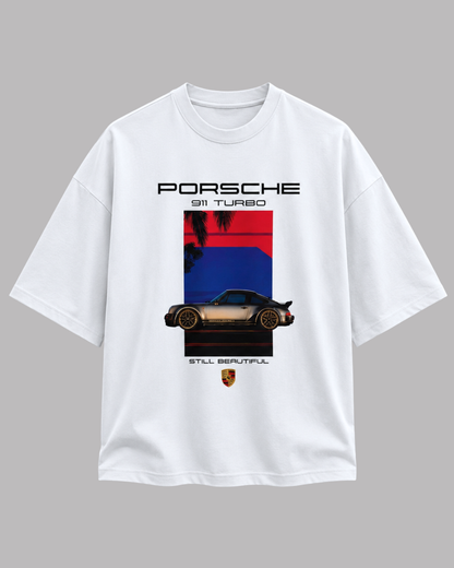 Premium Oversized Porsche Graphic T-Shirt – White