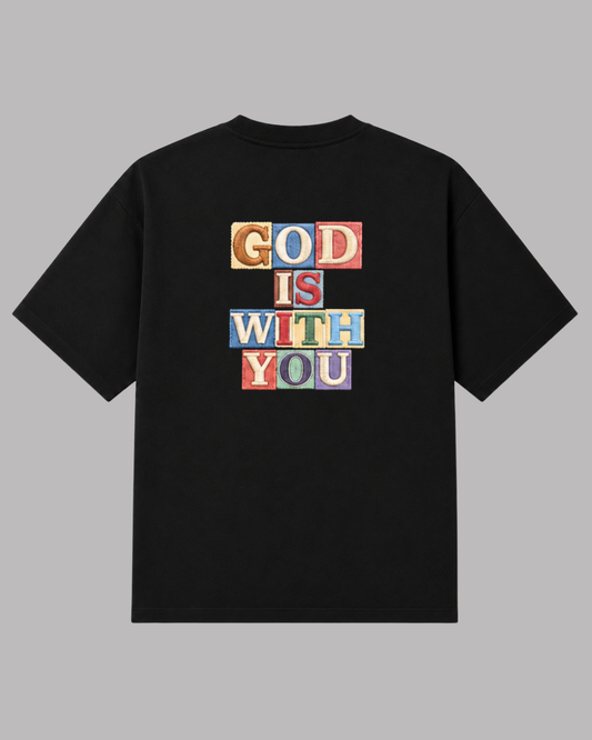 God Is With You Typography Oversized T-Shirt