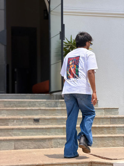 White panther Print Oversized T-Shirt