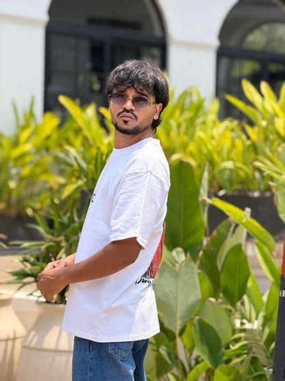 White panther Print Oversized T-Shirt