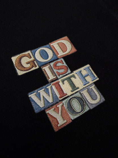 God Is With You Typography Oversized T-Shirt